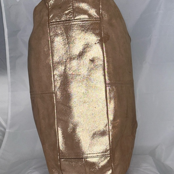 COACH LEXI Champagne Gold Sparkle Leather Satchel Handbag L1120 - F18829 - Picture 3 of 7